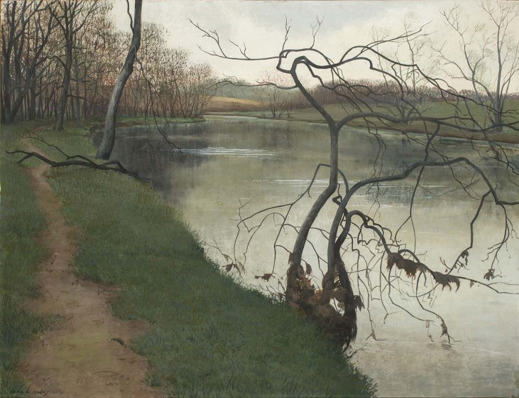 John McCoy (1910-1987). Brandywine at Twin Bridges, 1953, Tempera on panel, Gift of Alleta Laird Downs in memory of W. Brooke and Marjorie H. Stabler, 1992