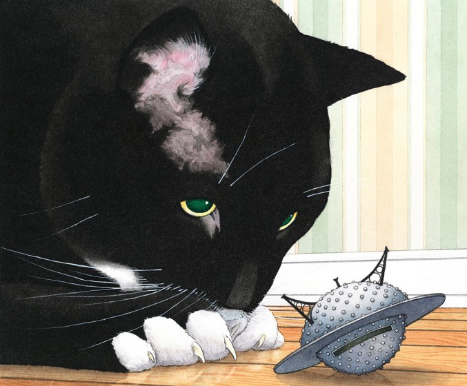 Illustration for Mr. Wuffles! by David Wiesner (Houghton Mifflin Harcourt, 2013)