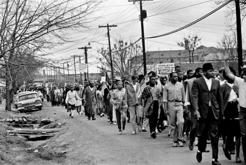 Marchers on the Jefferson Davis highway on their way to Montgomery.