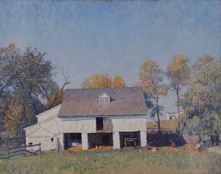 N. C. Wyeth, Pyle’s Barn, ca. 1917-1921, Oil on canvas, 32 1/4 × 39 3/4 inches, Brandywine River Museum of Art, Gift of Amanda K. Berls, 1980