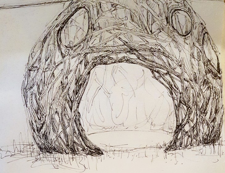 Ian Stabler, Sketch for Queen Anne’s Lace Pod, 2020, pencil on paper