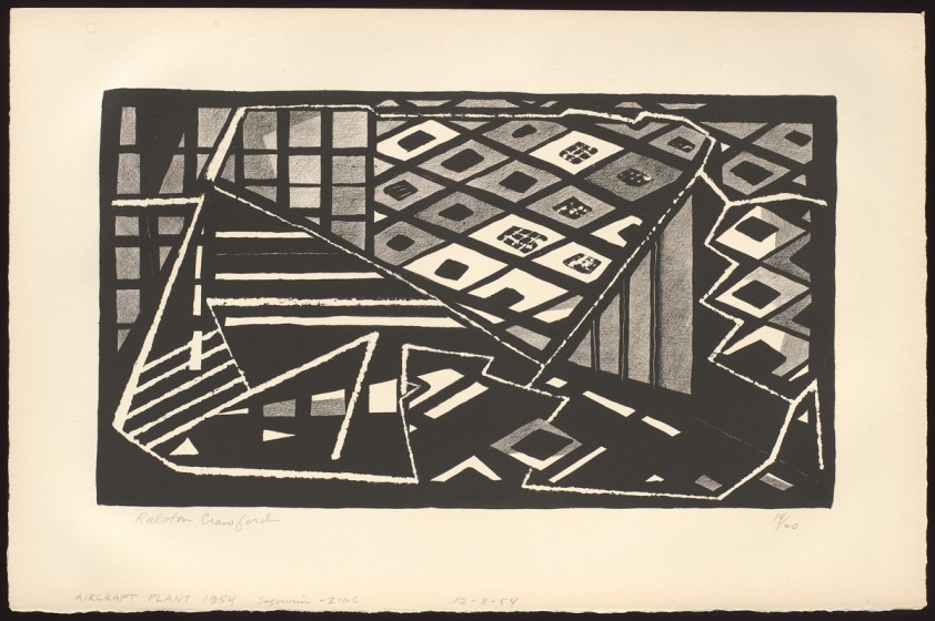 Ralston Crawford (1906-1978), AIRCRAFT PLANT 1954, December 8, 1954, Lithograph, 13 x 20 in., Vilcek Collection