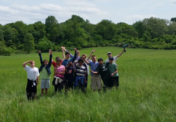 Students Volunteering With Blue Bird Boxes