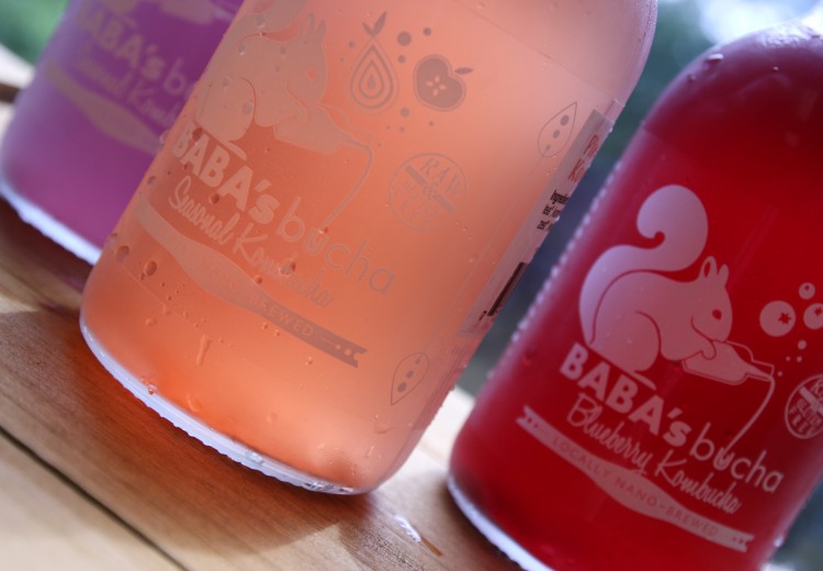 BABA'sbucha kombucha bottles in the cafe