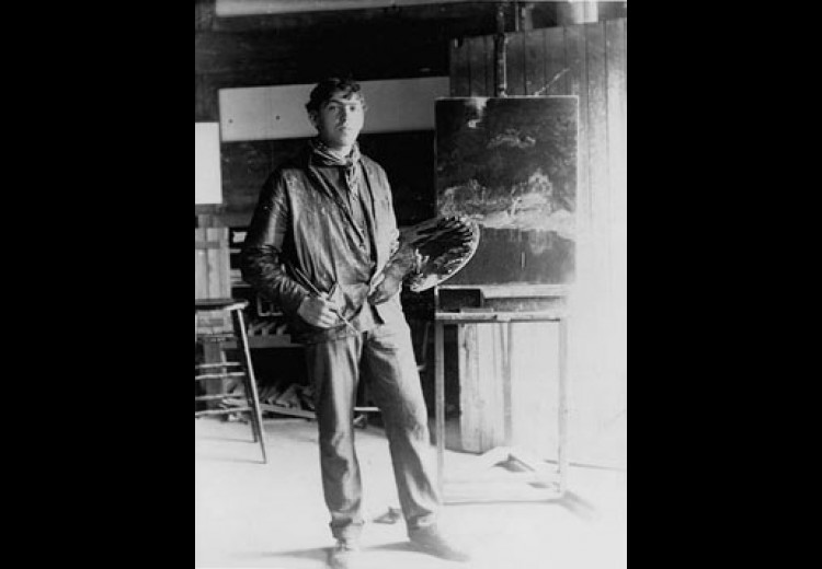 N.C. Wyeth in his Studio, ca. 1903-04, by unknown photographer. Photograph collection of Alan C. Wasserman.
